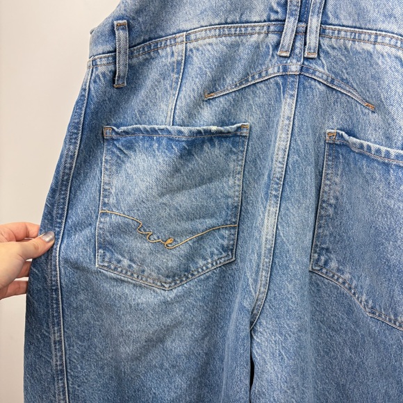 Free People We The Free Good Luck Barrel Overalls Ultra Light Beam Large Blue - Picture 8 of 8